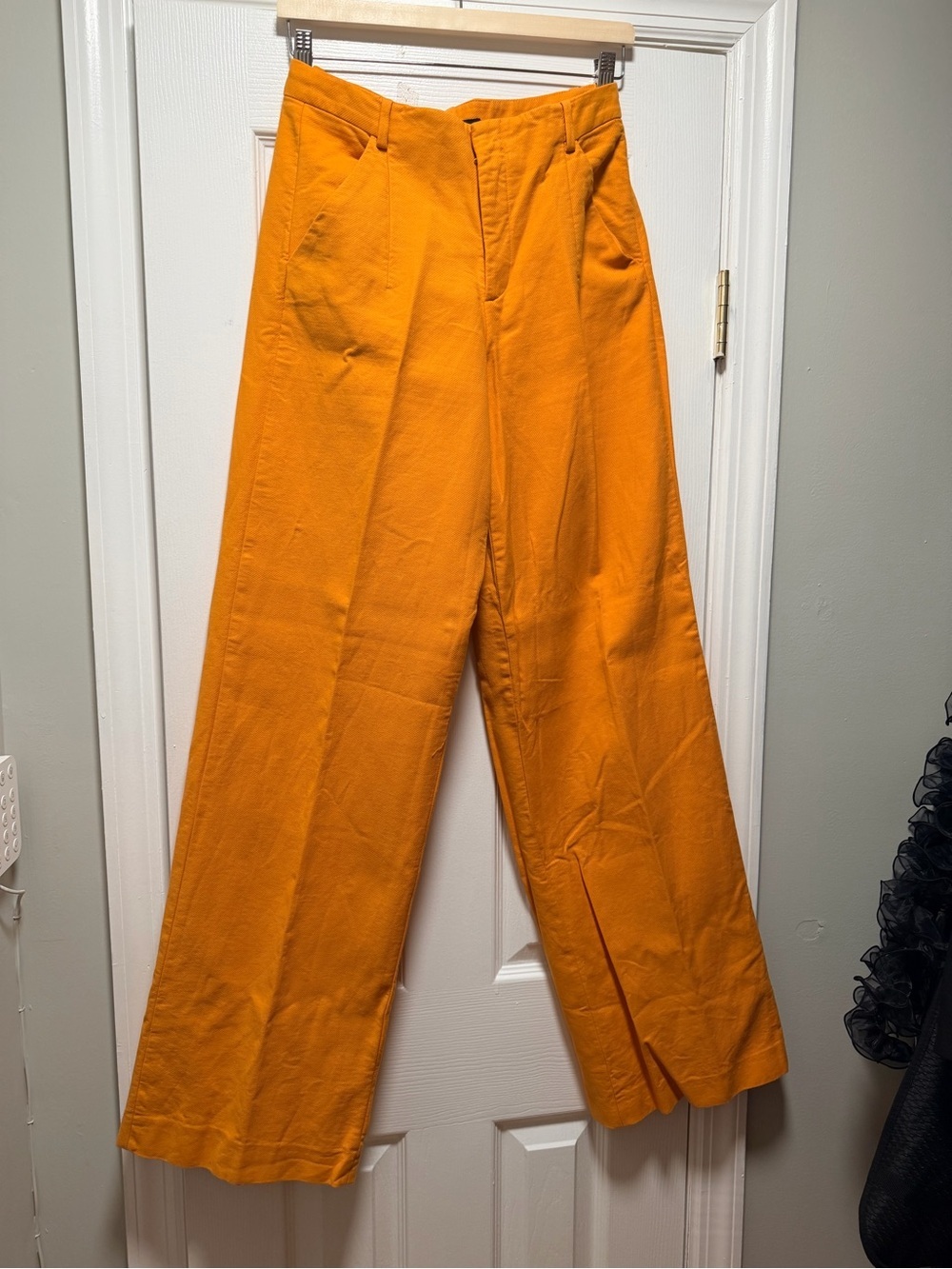 Zara 100% Cotton Wide-Leg Pants in Vibrant Golden Yellow - Size 6
